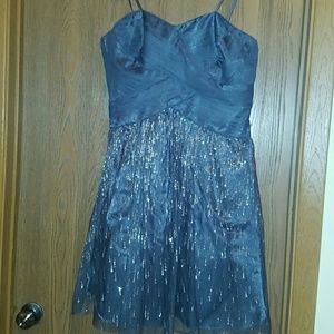 Cache strapless gray sparkly dress
